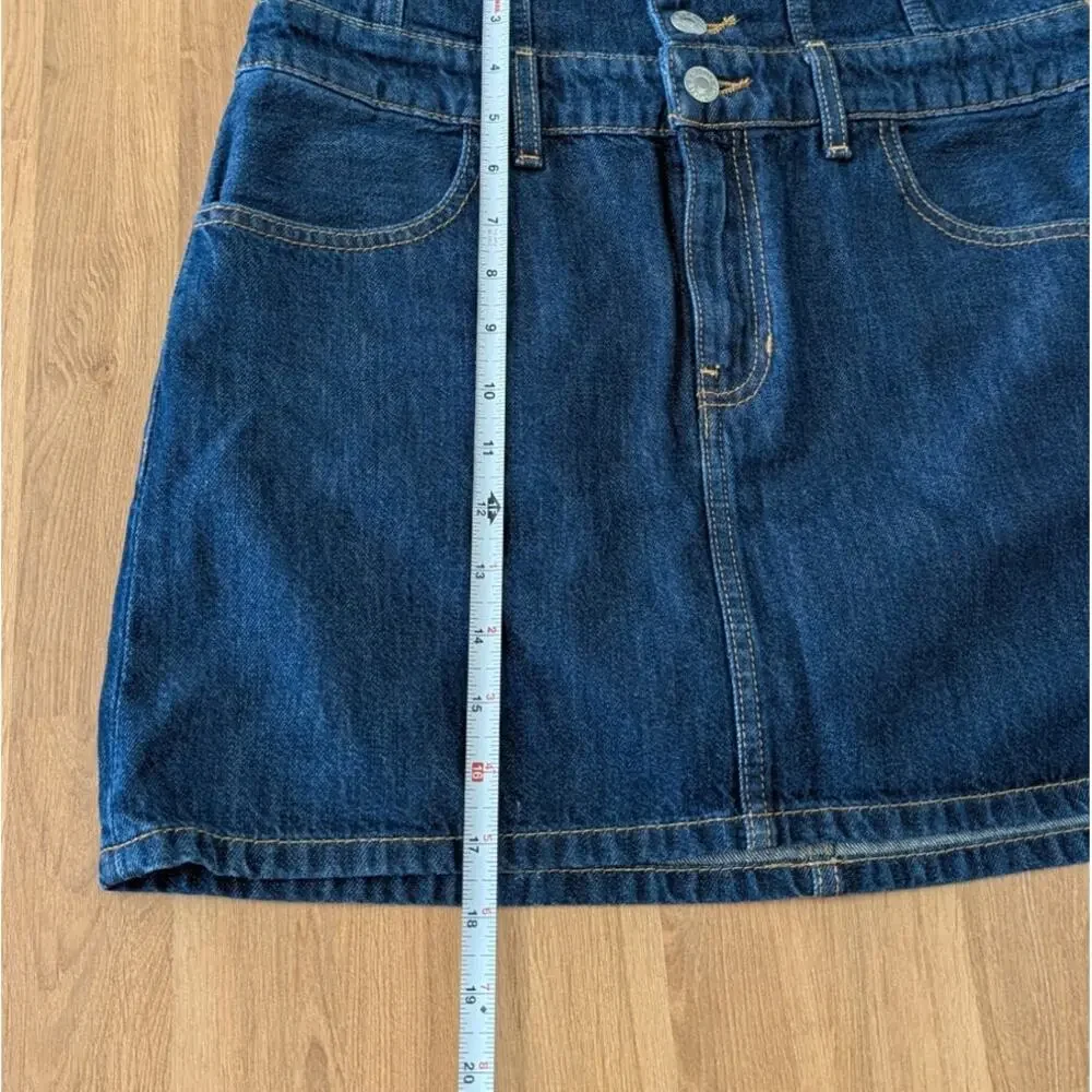 Re/done Denim Corset Mini Skirt Womens 27 Indigo Blue Flow Cotton Button Front